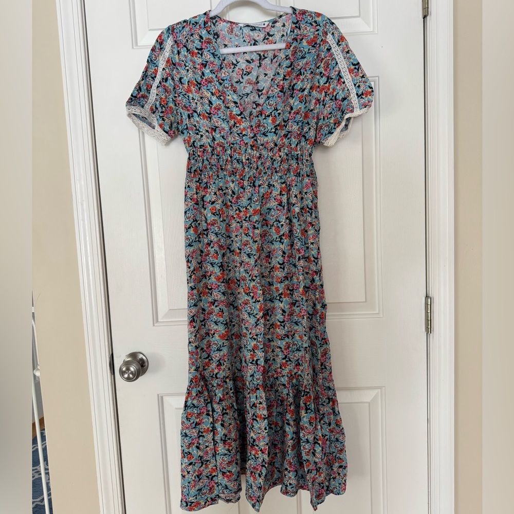 ZARA Floral Midi Dress, Large